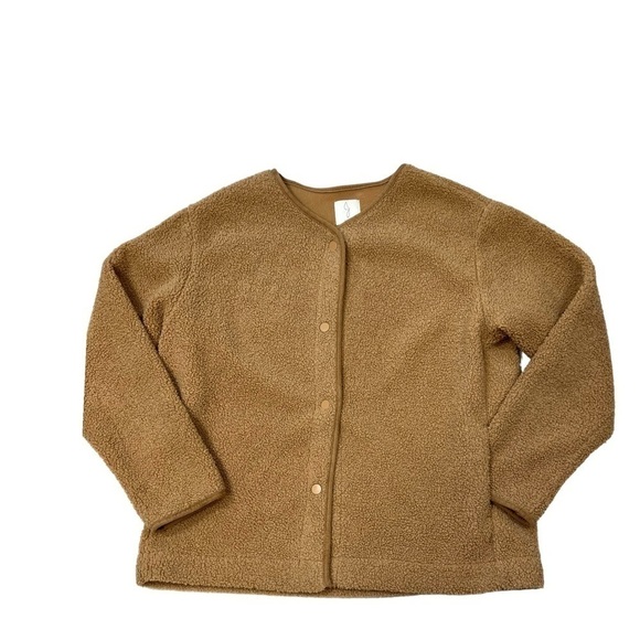 Joie Sherpa Teddy coat jacket fleece Medium Snap Front - Picture 4 of 8